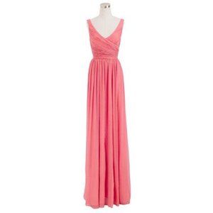 JCrew $365 Silk Chiffon Heidi Gown Bright Coral